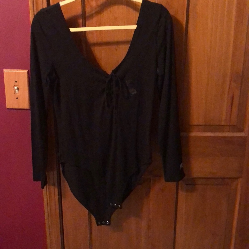 PINK body suit- black NWT